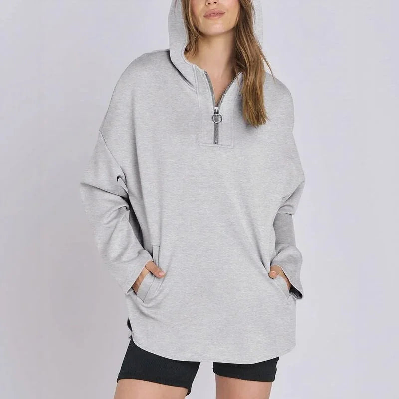 Moletom Estilo Túnica Aurelia™ em Malha Premium com Zíper ¼ / Sofisticação Descomplicada para Todas as Estações