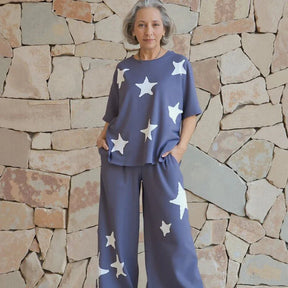 Conjunto Estrelato™ Em Mescla De Viscose e Algodão / Conforto Despojado com Toque Fashion e Estilo Atemporal!