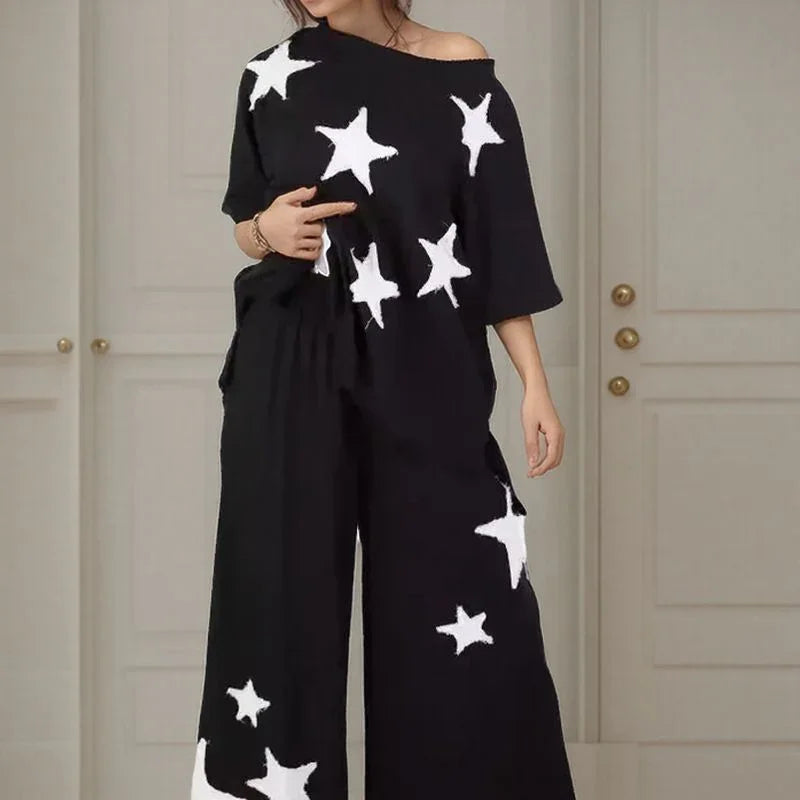 Conjunto Estrelato™ Em Mescla De Viscose e Algodão / Conforto Despojado com Toque Fashion e Estilo Atemporal!