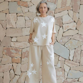 Conjunto Estrelato™ Em Mescla De Viscose e Algodão / Conforto Despojado com Toque Fashion e Estilo Atemporal!