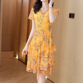 Vestido Bellevoile™ em Popelina Floral com Movimento Leve / A Delicadeza Rara que Brilha em Qualquer Estação!