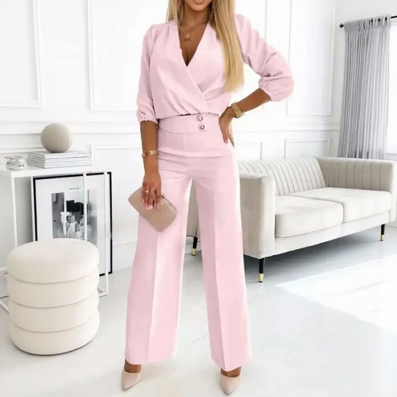 Conjunto Elégance Paris™ em Alfaiataria Minimalista com Calça Pantalona / Refinamento Atemporal para Mulheres de Presença!