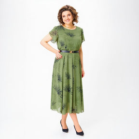 Vestido Sintra™ com Modelagem Mídi, Saia Evasê e Cinto de Brinde / Aura Mística e Elegante para Mulheres Poderosas!