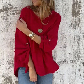 [COMPRE 1, LEVE 2] Blusa Magna™ Estilo Camisaria com Botão Único Chique / Minimalismo que se Destaca sem Esforço!