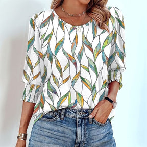 [COMPRE 1, LEVE 2] Blusinha Meriva™ com Punhos Franzidos e Estampas Exclusivas / Charme Atemporal para Todos os Momentos!