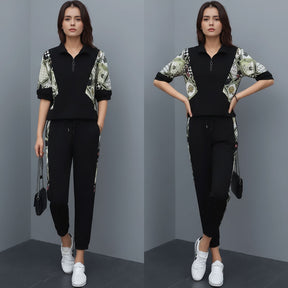 Conjunto Mosaique™ com Gola Zíper e Estampa Contrastante / Arte, Movimento e Conforto em Cada Traço