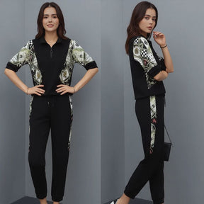 Conjunto Mosaique™ com Gola Zíper e Estampa Contrastante / Arte, Movimento e Conforto em Cada Traço