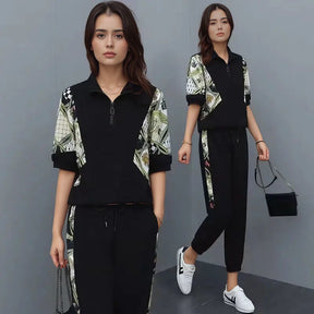 Conjunto Mosaique™ com Gola Zíper e Estampa Contrastante / Arte, Movimento e Conforto em Cada Traço