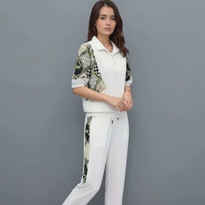 Conjunto Mosaique™ com Gola Zíper e Estampa Contrastante / Arte, Movimento e Conforto em Cada Traço