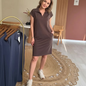 Vestido Polo Solene™ com Design Minimalista Elegante / Uma Peça Essencial para a Mulher Contemporânea!