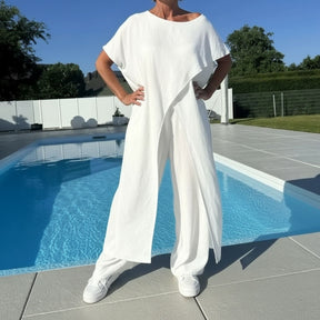 Conjunto CasaLuna™ em Linho de Algodão e Corte Assimétrico / O Conforto e Estilo que Voce Precisa!