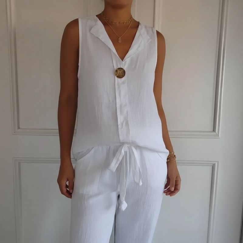 [COMPRE 1 E LEVE 3] Regata Sicília™ Em Linho de Algodão com Gola Lapela / Frescor, Charme e Conforto para o Dia a Dia!