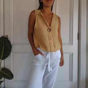 [COMPRE 1 E LEVE 3] Regata Sicília™ Em Linho de Algodão com Gola Lapela / Frescor, Charme e Conforto para o Dia a Dia!