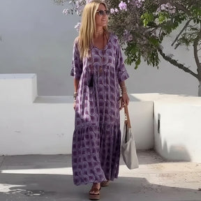 Vestido Maresa Palma™ em Popelina Arejada e Estampa Exclusiva / Leveza e Personalidade em Cada Passo!