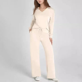 Conjunto Doralice™ com Blusa Gola V e Calça Reta de Malha Premium / Conforto Atemporal com Estilo que Abraça a Mulher Moderna!