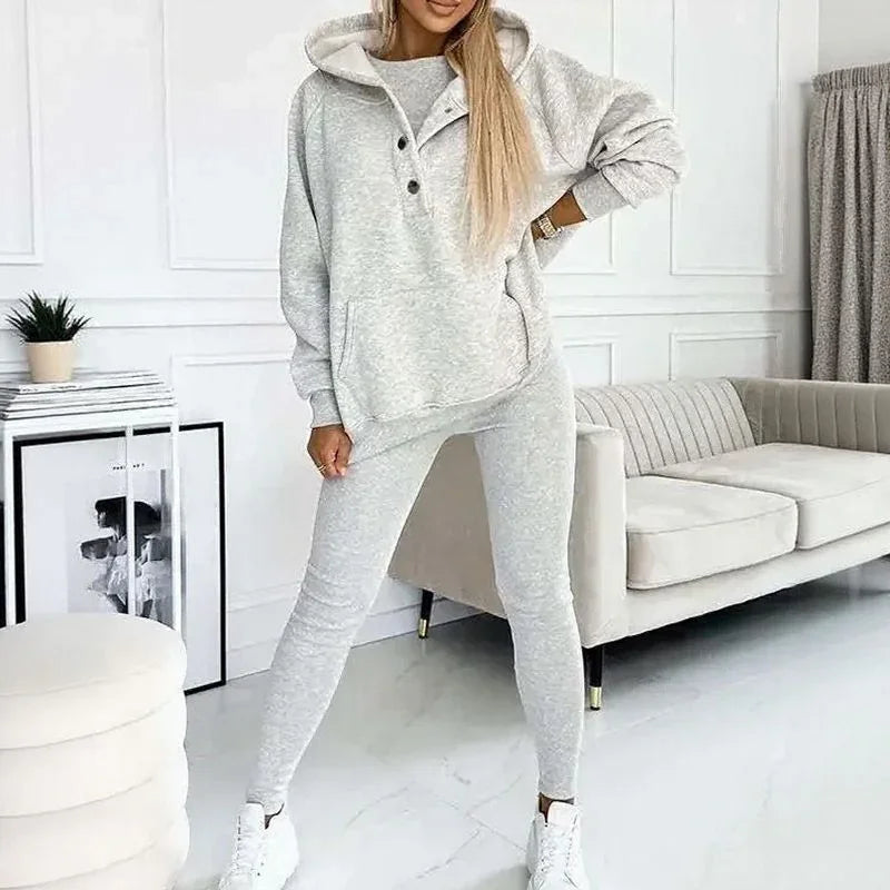 Conjunto Moletom Solenne™ com Design Casual-Chique em Três Camadas / Minimalismo Refinado que se Destaca com Discrição.