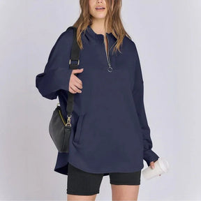 Moletom Estilo Túnica Aurelia™ em Malha Premium com Zíper ¼ / Sofisticação Descomplicada para Todas as Estações