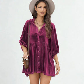 Camisa Elisabette™ em Veludo Acetinado Premium / Elegância Atemporal com Toque Macio e Caimento Sofisticado