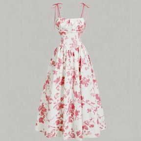 Vestido Violetta™ com Estampa Floral e Saia Ampla Confortável / Sofisticação Atemporal e Liberdade para Mulheres de Reais!