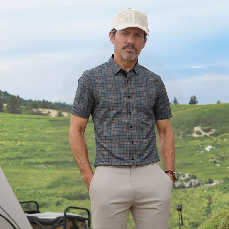 Camisa Xadrez Dorian™ em Seda Gelada Antissuor / Conforto Atemporal com Presença Marcante!