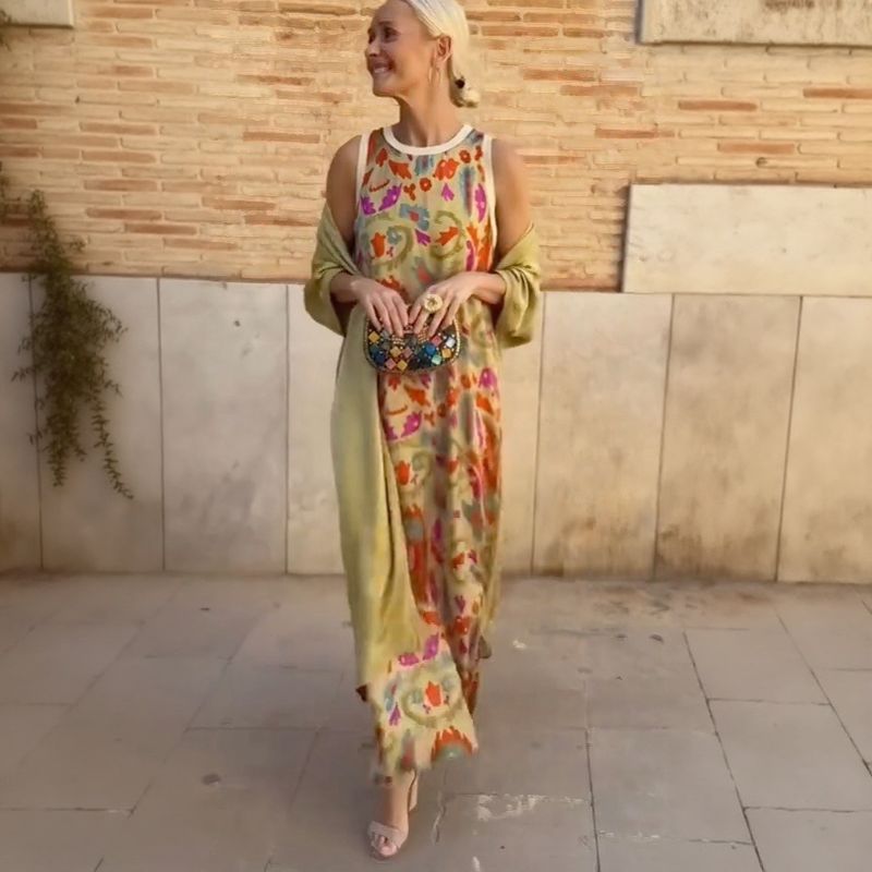 Conjunto Majorie™ em Cetim Artístico com Echarpe de Luxo / Para Mulheres que Brilham em Qualquer Ocasião!