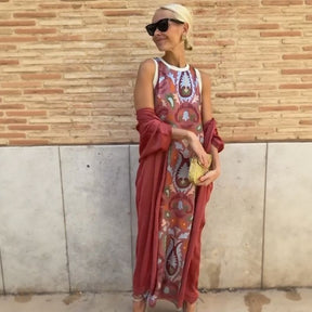 Conjunto Majorie™ em Cetim Artístico com Echarpe de Luxo / Para Mulheres que Brilham em Qualquer Ocasião!