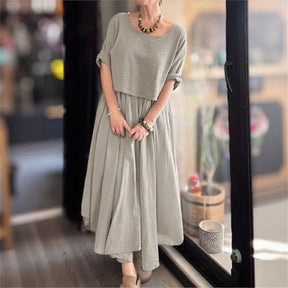 Conjunto Marrocos™ em Linho de Algodão com Camadas de Estilo / Duas Peças, Um Charme que Rompe Fronteiras!