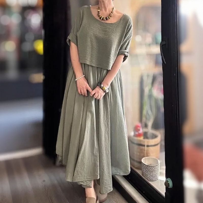 Conjunto Marrocos™ em Linho de Algodão com Camadas de Estilo / Duas Peças, Um Charme que Rompe Fronteiras!