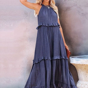 Vestido Brisa Costeira™ em Viscose Leve com Babados Evasê / Leveza e Sofisticação para Viver Seus Dias com Estilo!