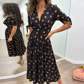 Vestido Charlotte Poá™ em Popelina com Mangas Laço e Caimento Fluido / Um Toque de Charme Vintage e Moderno!