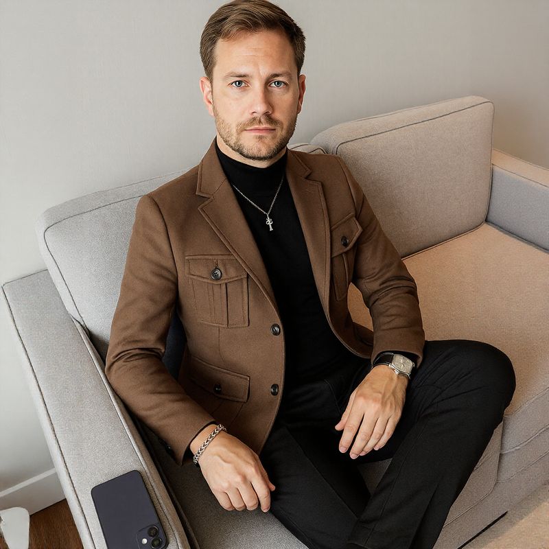 Blazer Casual Lauritz™ com Tecido Estruturado Premium / O Luxo Silencioso da Alfaiataria Italiana!