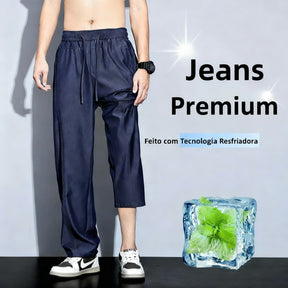 Calça Jeans Masculina SubZero™ em Algodão com Tecnologia Resfriadora / Conforto Máximo Até nos Dias Mais Quentes