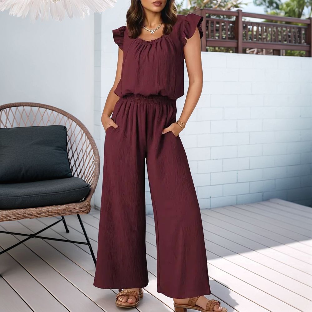 Macacão Donna Lisse™ Em Viscose com Babados Delicados / Um Toque de Charme para Qualquer Ocasião!